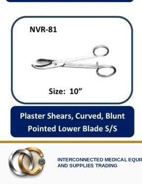 Plaster Shears, Curved, Blunt Pointed Lower Blade S/S
